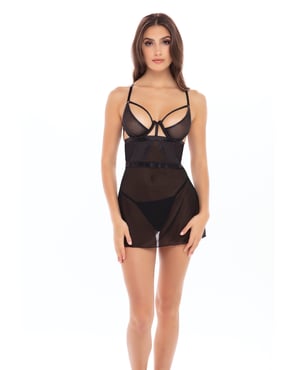 Rene Rofe New in Town Chemise & G-String Black M/L by Rene Rofe product image