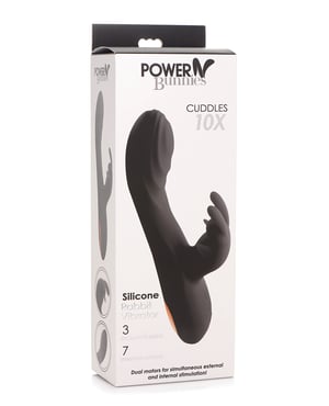 Curve Toys Power Bunnies Cuddles 10x Silicone Rabbit Vibrator – Black by Power Bunnies product image