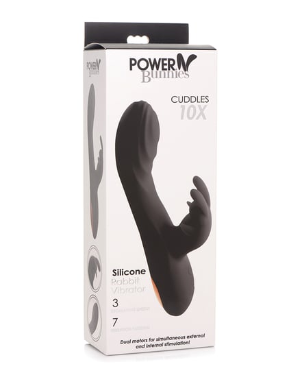 Curve Toys Power Bunnies Cuddles 10x Silicone Rabbit Vibrator – Black by Power Bunnies product image