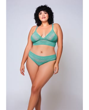 Geometric Lace Bralette & Hipster Teal 2X by iCollection Lingerie product image