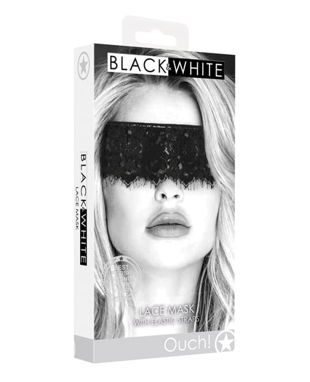 Shots Ouch Black & White Lace Mask w/Elastic Straps – Black by Ouch product image