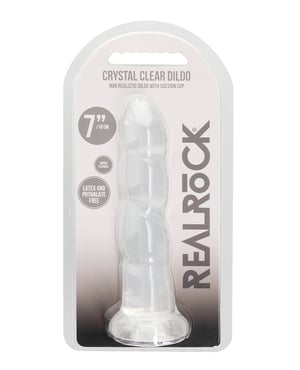 Shots RealRock Crystal Clear 7″ Rippled Dildo – Transparent by RealRock product image
