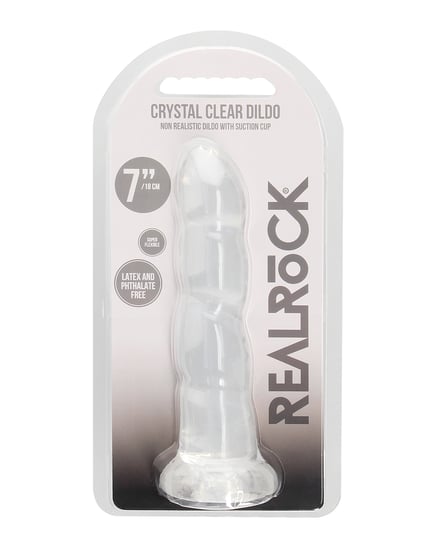 Shots RealRock Crystal Clear 7″ Rippled Dildo – Transparent by RealRock product image