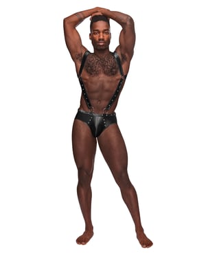 Fetish Uranus Nylon Spandex Moonshine Harness Brief Black S/M by Male Power product image