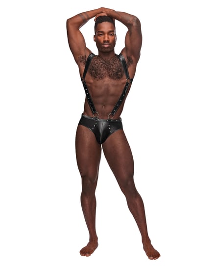 Fetish Uranus Nylon Spandex Moonshine Harness Brief Black S/M by Male Power product image