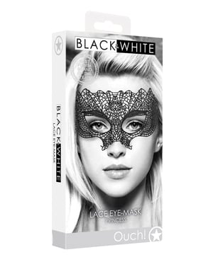 Shots Ouch Black & White Lace Eye Mask – Princess Black by Ouch product image