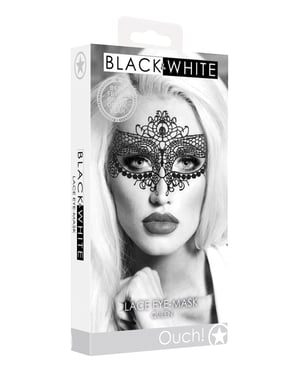 Shots Ouch Black & White Lace Eye Mask – Queen Black by Ouch product image