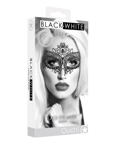 Shots Ouch Black & White Lace Eye Mask – Queen Black by Ouch product image