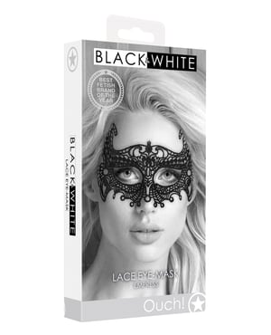 Shots Ouch Black & White Lace Eye Mask – Empress Black by Ouch product image