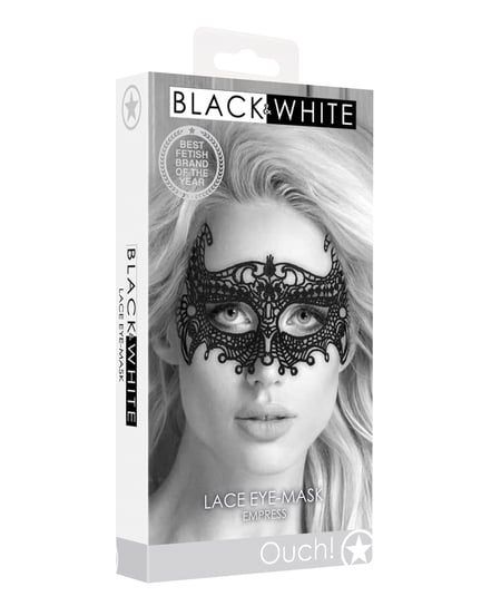 Shots Ouch Black & White Lace Eye Mask – Empress Black by Ouch product image