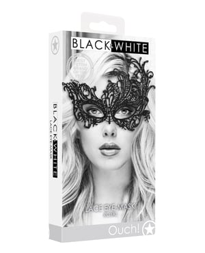 Shots Ouch Black & White Lace Eye Mask – Royal Black by Ouch product image