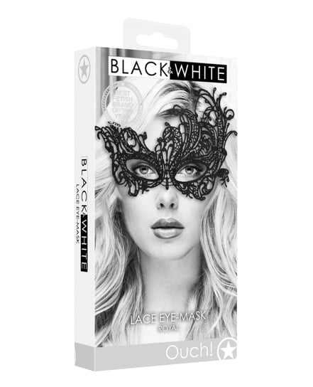 Shots Ouch Black & White Lace Eye Mask – Royal Black by Ouch product image