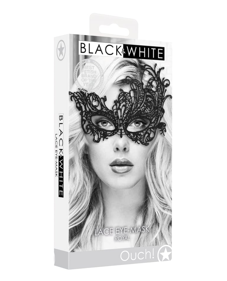 Shots Ouch Black & White Lace Eye Mask – Royal Black by Ouch product image