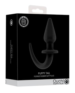 Shots Ouch Puppy Play Tail Butt Plug – Black by Ouch product image