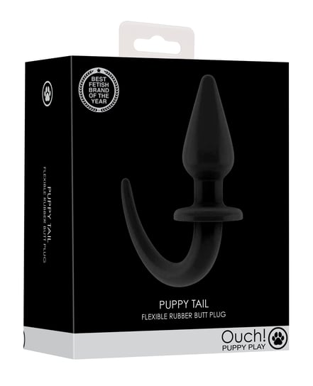 Shots Ouch Puppy Play Tail Butt Plug – Black by Ouch product image