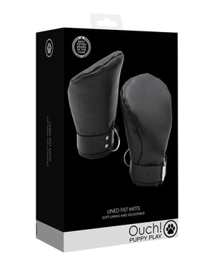 Shots Ouch Puppy Play Lined Fist Mitts – Black by Ouch product image