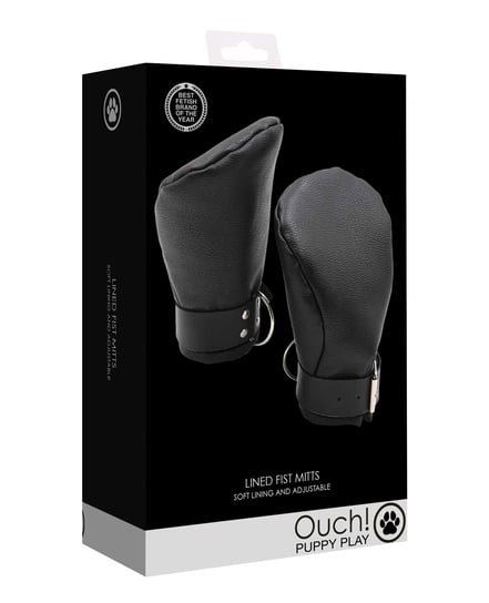 Shots Ouch Puppy Play Lined Fist Mitts – Black by Ouch product image