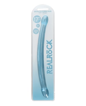Shots RealRock Crystal Clear 17″ Double Dildo – Blue by RealRock product image