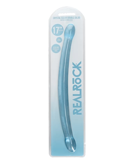 Shots RealRock Crystal Clear 17″ Double Dildo – Blue by RealRock product image
