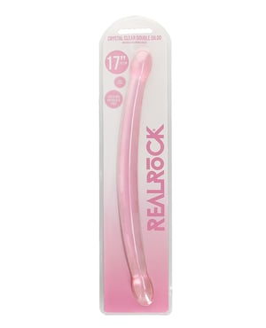 Shots RealRock Crystal Clear 17″ Double Dildo – Pink by RealRock product image