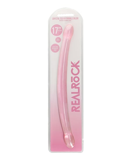 Shots RealRock Crystal Clear 17″ Double Dildo – Pink by RealRock product image