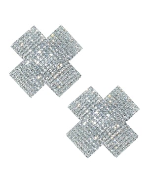 Neva Nude Cross Crystal Jewel Reusable Silicone Nipple Pasties – Clear O/S by Neva Nude product image