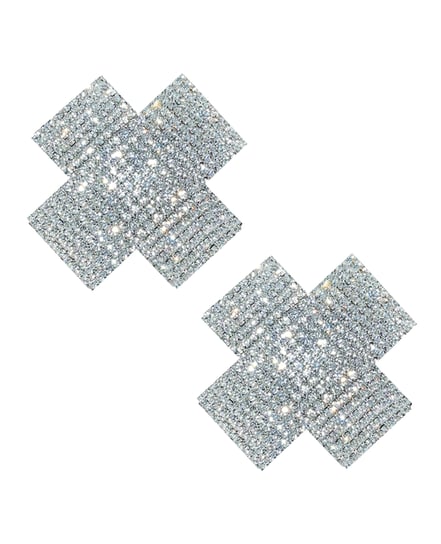 Neva Nude Cross Crystal Jewel Reusable Silicone Nipple Pasties – Clear O/S by Neva Nude product image