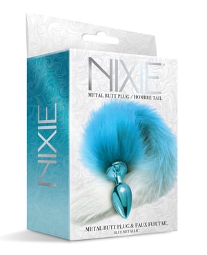 Nixie Metal Butt Plug w/Faux Fur Tail – Blue Metallic by Nixie product image