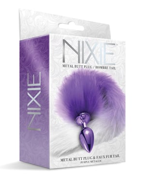 Nixie Metal Butt Plug w/Faux Fur Tail – Purple Metallic by Nixie product image