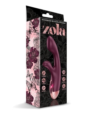 Zola Rechargeable Silicone Dual Massager – Burgundy/Rose Gold by Zola product image