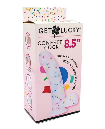 Get Lucky 8.5″ Real Skin Confetti Cock – Multi Color by Get Lucky product image