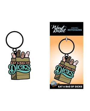 Wood Rocket Eat A Bag of Dicks Keychain – Tan by Wood Rocket product image