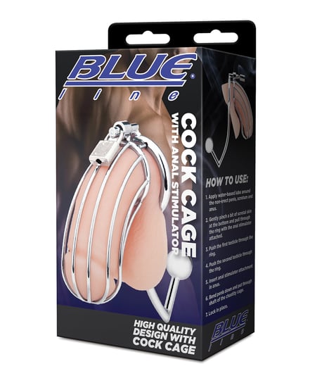 Blue Line Cock Cage w/Anal Stimulator – Silver by Blue Line product image