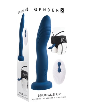 Gender X Snuggle Up Dual Motor Strap On Vibe w/Harness – Blue by Gender X product image