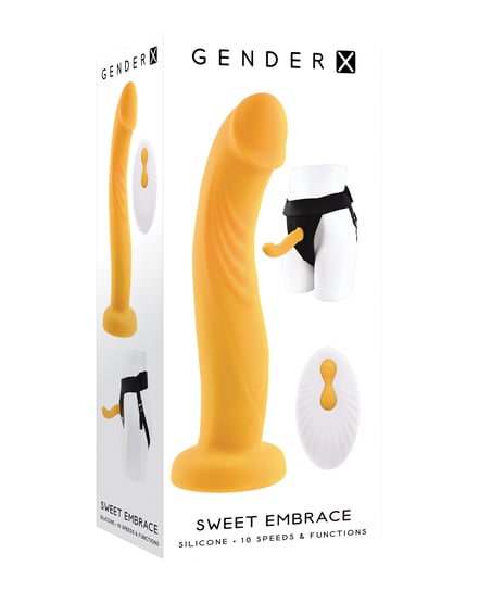 Gender X Sweet Embrace Dual Motor Strap On Vibe w/Harness – Yellow by Gender X product image