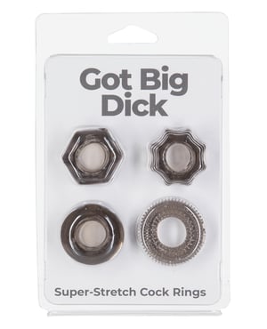 Got Big Dick 4 Pack Cock Rings – Black by Power Bullet product image