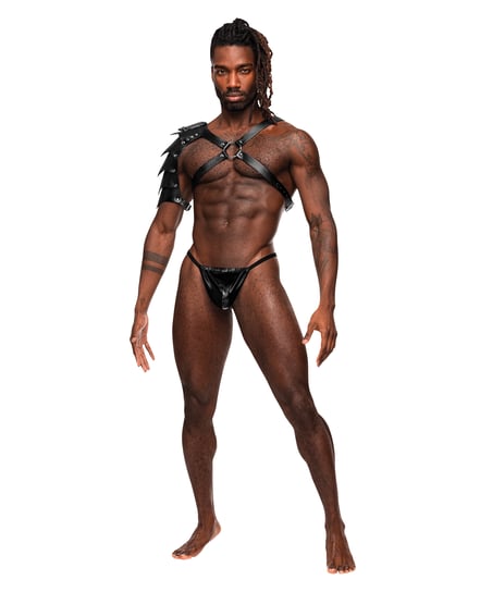 Aquarius PU Leather Chest Harness w/Half Sleeve Black O/S by Male Power product image