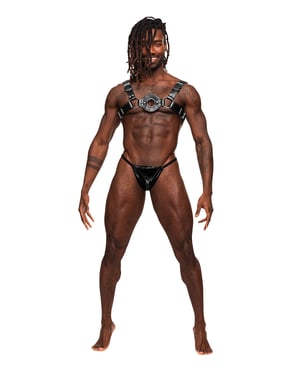 Libra PU Leather Chest Harness Black O/S by Male Power product image