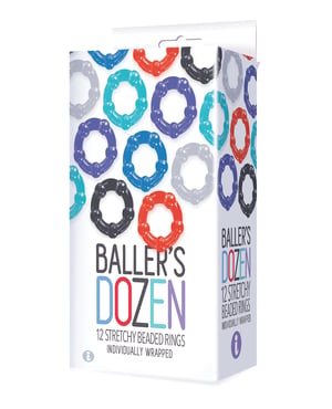 The 9’s Baller’s Dozen Beaded 12 pc Cockring Set – Asst. Colors by The 9s product image