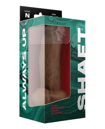 Shaft Model N Flexskin Liquid Silicone 8.5″ Side Curve Dong w/Balls – Oak by Shaft product image
