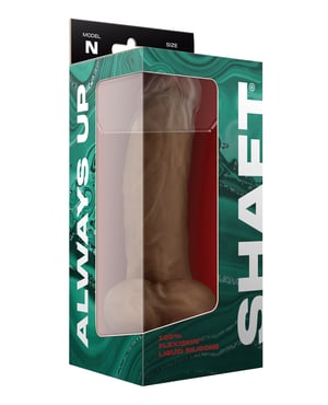 Shaft Model N Flexskin Liquid Silicone 9.5″ Side Curve Dong w/Balls – Oak by Shaft product image