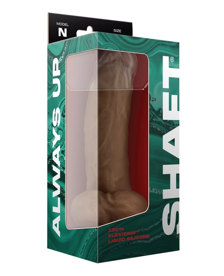 Shaft Model N Flexskin Liquid Silicone 9.5″ Side Curve Dong w/Balls – Oak by Shaft product image