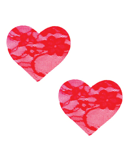Neva Nude Lace Heart Pasties – Red O/S by Neva Nude product image