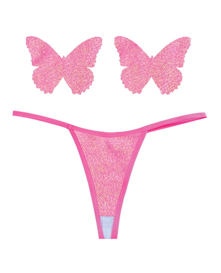 Neva Nude Naughty Knix Bella Rosa Shimmer G-String & Pasties – Soft Pink O/S by Neva Nude product image