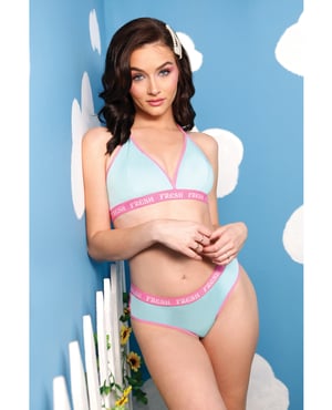 Vibes Fresh Halter Bralette & Booty Short Light Blue M/L by Vibes by Fantasy Lingerie product image