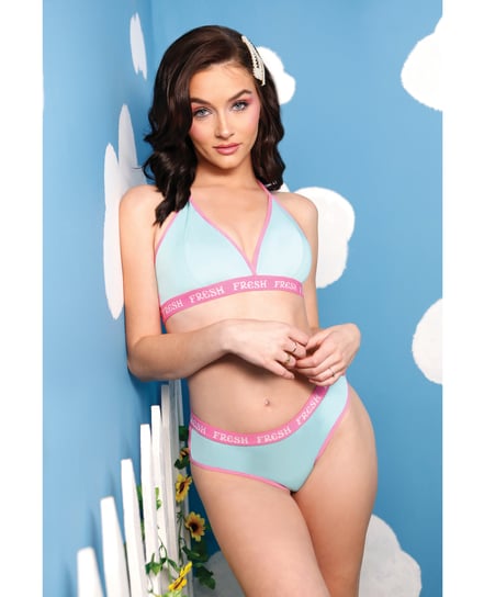 Vibes Fresh Halter Bralette & Booty Short Light Blue S/M by Vibes by Fantasy Lingerie product image