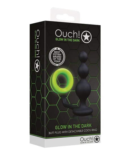Shots Ouch Beads Butt Plug w/Cock Ring – Glow in the Dark by Ouch product image