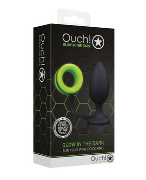 Shots Ouch Butt Plug w/Cock Ring – Glow in the Dark by Ouch product image