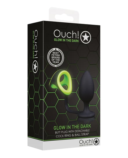 Shots Ouch Butt Plug w/Cock Ring & Ball Strap – Glow in the Dark by Ouch product image