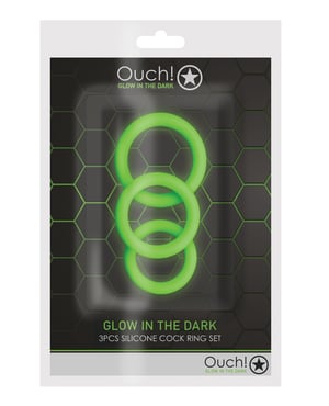 Shots Ouch 3 pc Cock Ring Set – Glow in the Dark by Ouch product image
